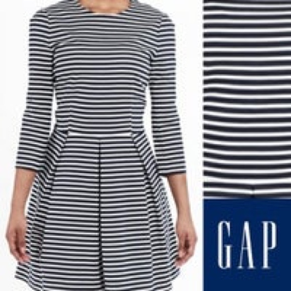 GAP Tall Fit & Flare Striped Dress NWT Size 8 Tall - Picture 3 of 6